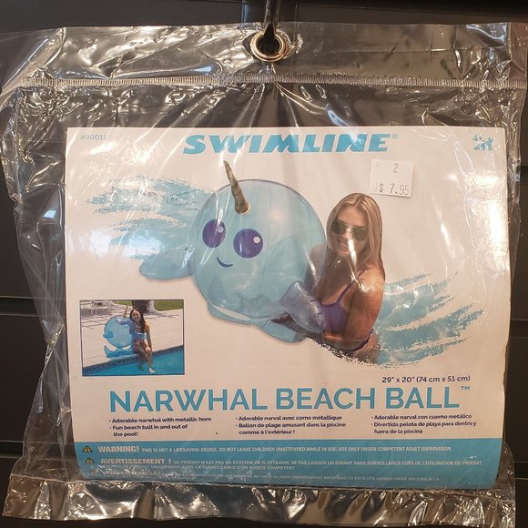 COPY - COPY - Swimline Narwhal Beach Ball Swimming Pool Float - Picture 4 of 6